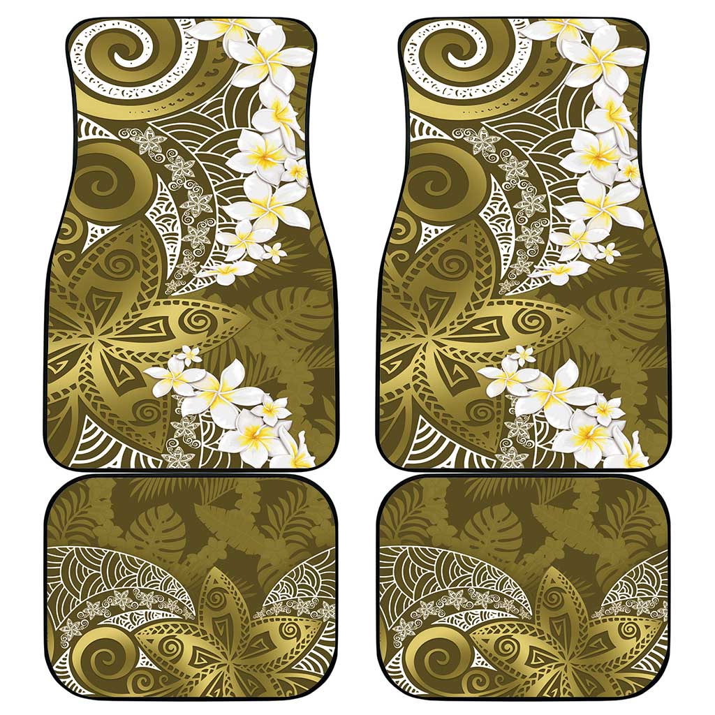 Gold Polynesian Tribal Frangipani Tropical Vibe Car Mats