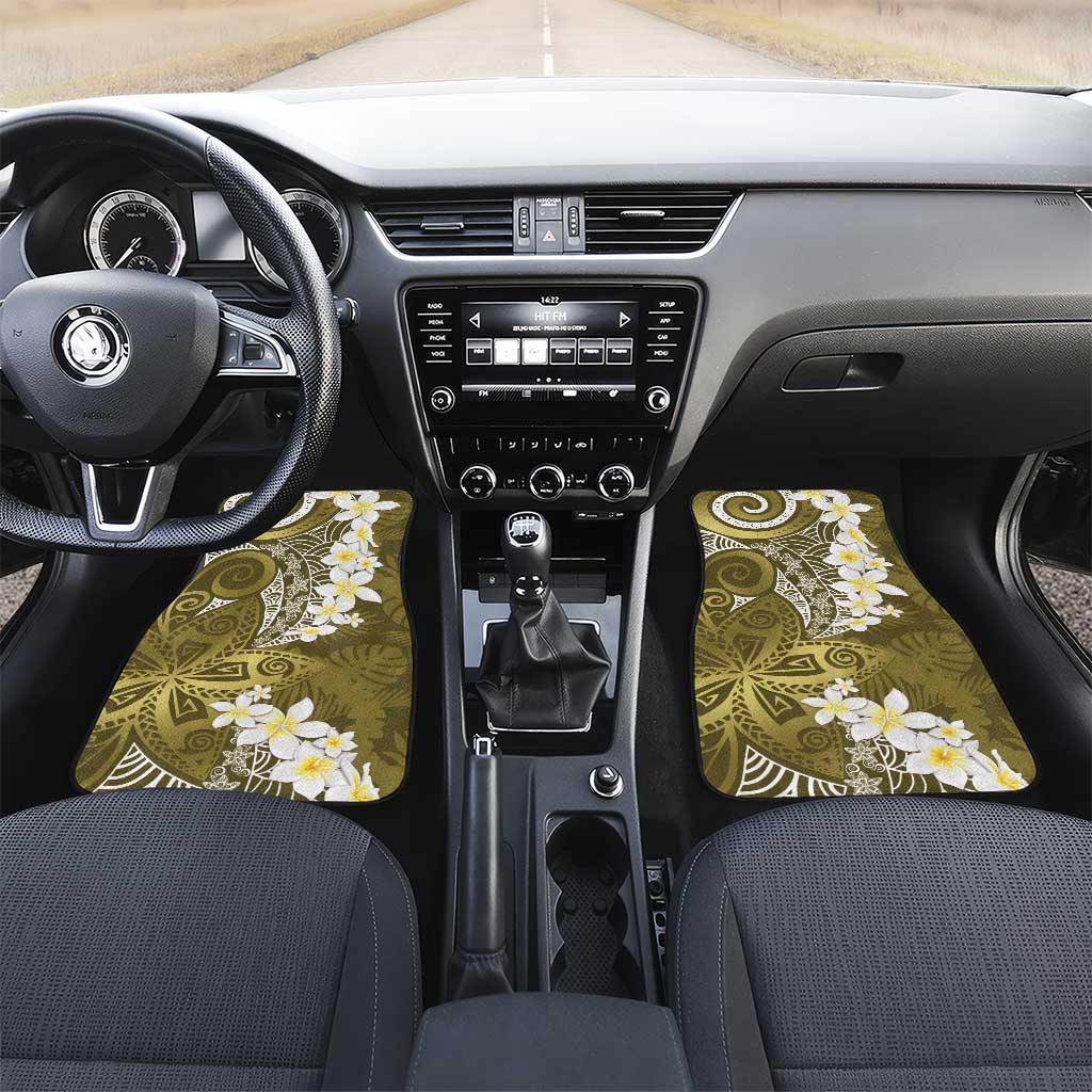 Gold Polynesian Tribal Frangipani Tropical Vibe Car Mats