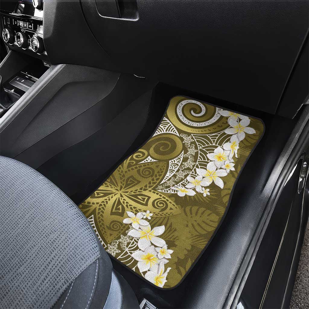 Gold Polynesian Tribal Frangipani Tropical Vibe Car Mats