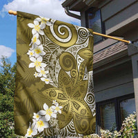 Gold Polynesian Tribal Frangipani Tropical Vibe Garden Flag