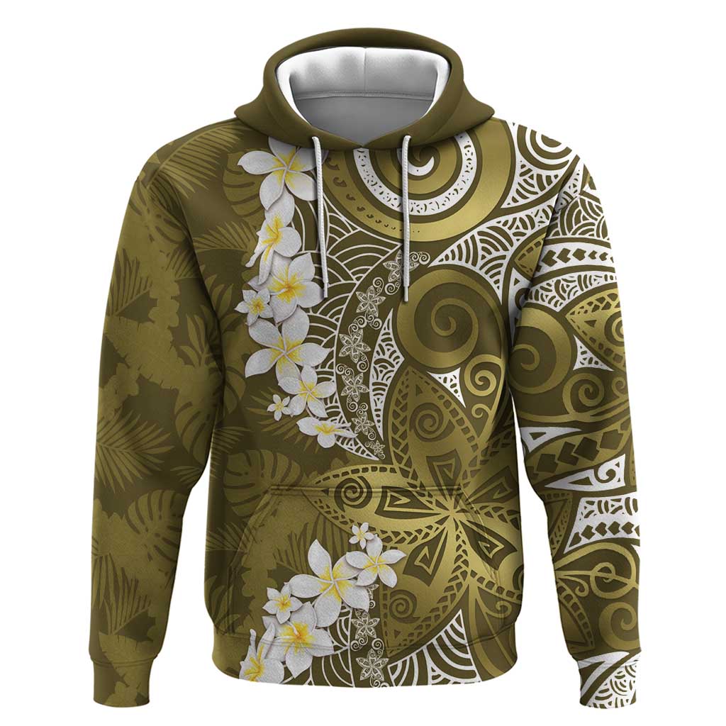 Gold Polynesian Tribal Frangipani Tropical Vibe Hoodie