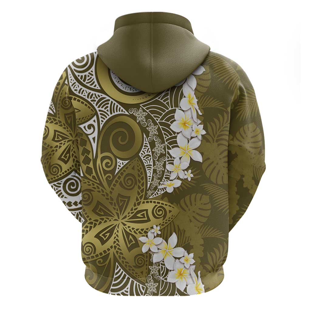 Gold Polynesian Tribal Frangipani Tropical Vibe Hoodie