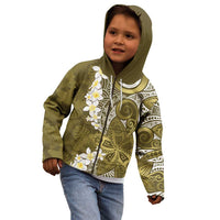 Gold Polynesian Tribal Frangipani Tropical Vibe Kid Hoodie