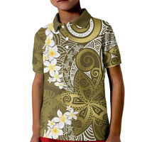 Gold Polynesian Tribal Frangipani Tropical Vibe Kid Polo Shirt