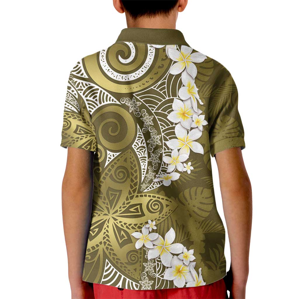 Gold Polynesian Tribal Frangipani Tropical Vibe Kid Polo Shirt