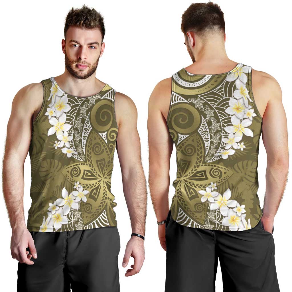 Gold Polynesian Tribal Frangipani Tropical Vibe Men Tank Top