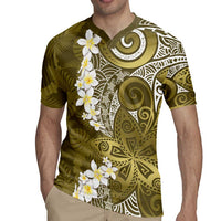 Gold Polynesian Tribal Frangipani Tropical Vibe Rugby Jersey