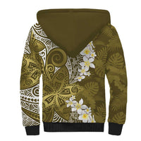 Gold Polynesian Tribal Frangipani Tropical Vibe Sherpa Hoodie