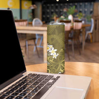 Gold Polynesian Tribal Frangipani Tropical Vibe Skinny Tumbler