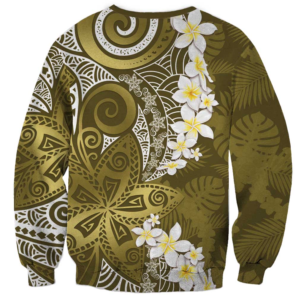 Gold Polynesian Tribal Frangipani Tropical Vibe Sweatshirt