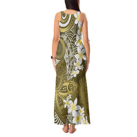 Gold Polynesian Tribal Frangipani Tropical Vibe Tank Maxi Dress
