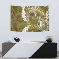 Gold Polynesian Tribal Frangipani Tropical Vibe Tapestry