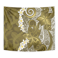 Gold Polynesian Tribal Frangipani Tropical Vibe Tapestry