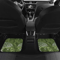 Green Polynesian Tribal Frangipani Tropical Vibe Car Mats