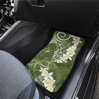 Green Polynesian Tribal Frangipani Tropical Vibe Car Mats