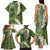 Green Polynesian Tribal Frangipani Tropical Vibe Family Matching Tank Maxi Dress and Hawaiian Shirt