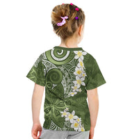 Green Polynesian Tribal Frangipani Tropical Vibe Kid T Shirt