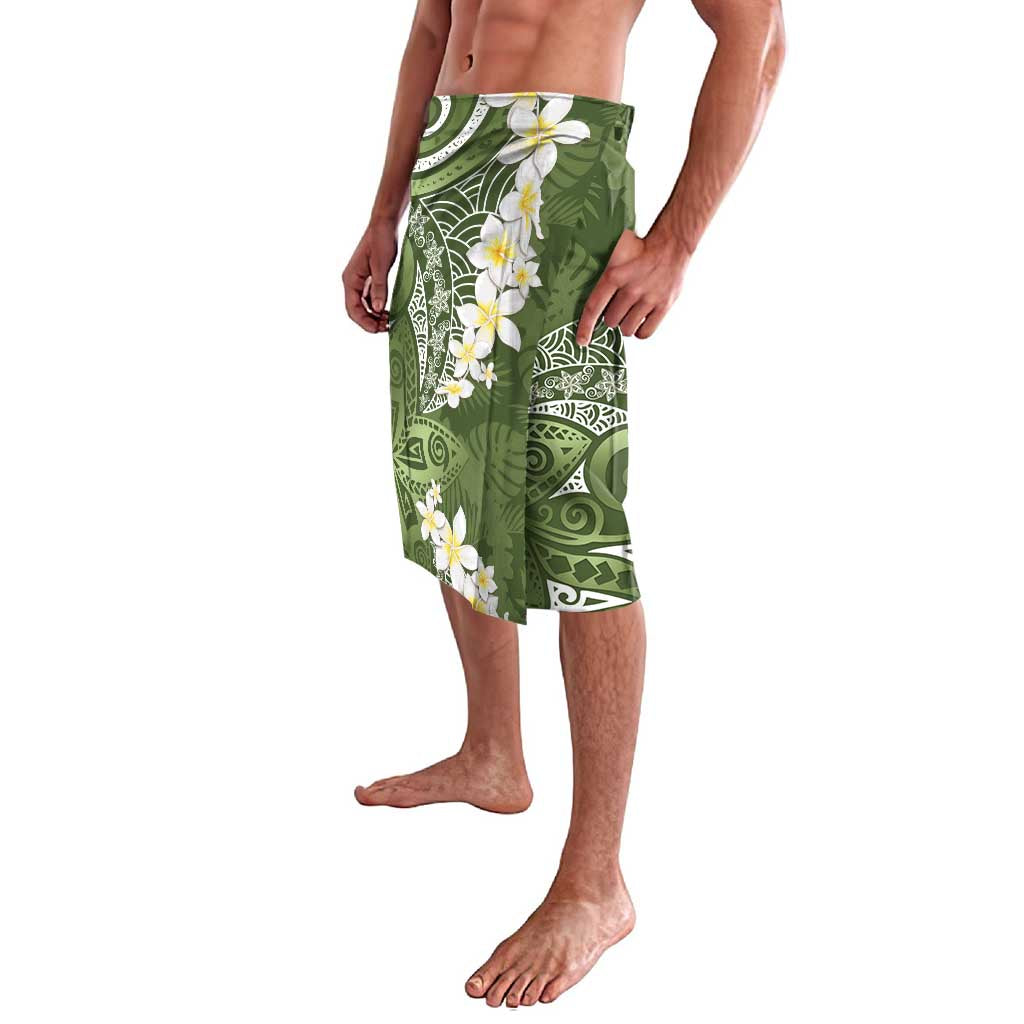 Green Polynesian Tribal Frangipani Tropical Vibe Lavalava