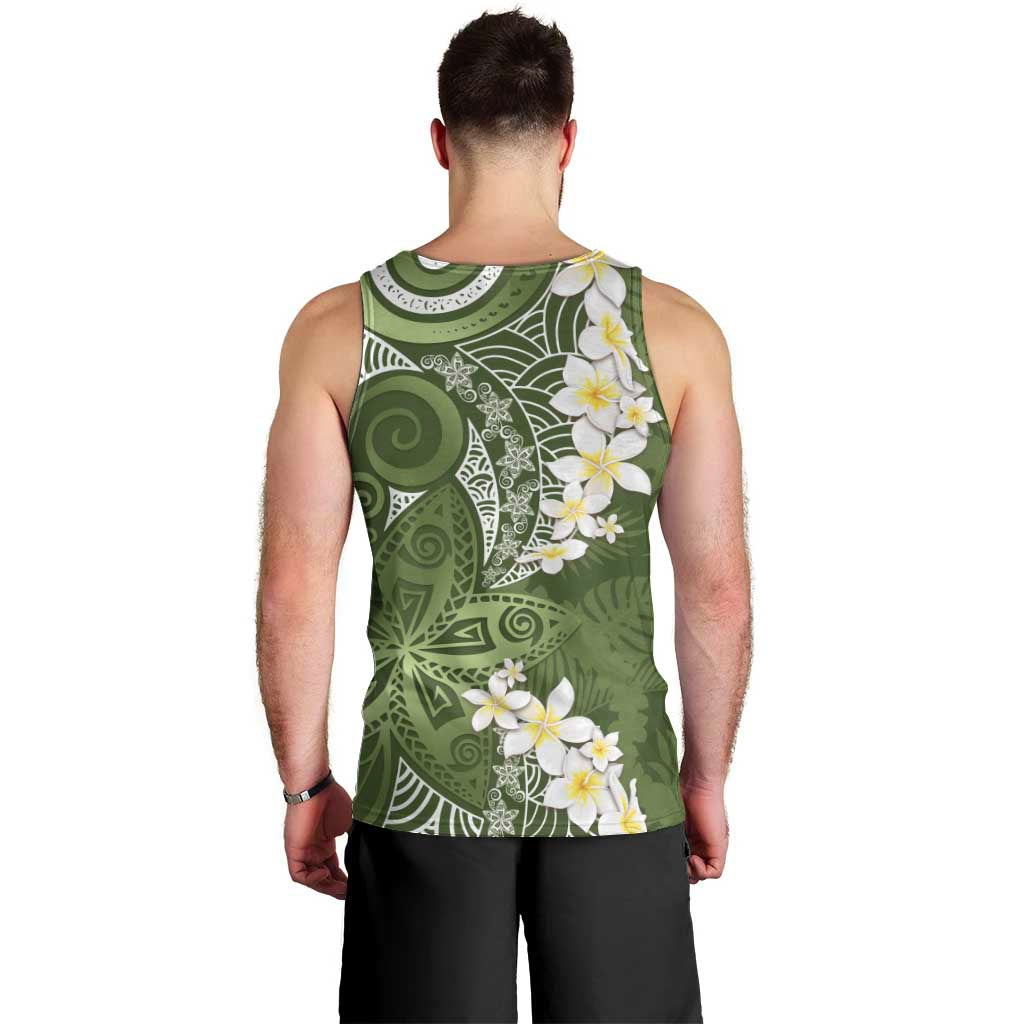 Green Polynesian Tribal Frangipani Tropical Vibe Men Tank Top