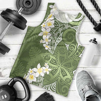 Green Polynesian Tribal Frangipani Tropical Vibe Men Tank Top