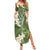 Green Polynesian Tribal Frangipani Tropical Vibe Summer Maxi Dress