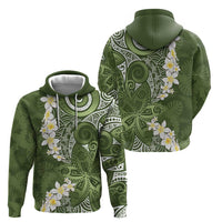 Green Polynesian Tribal Frangipani Tropical Vibe Zip Hoodie LT14 - Polynesian Pride