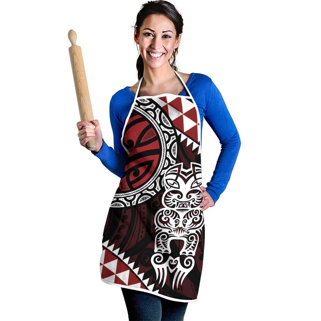 Red Aotearoa Niho Taniwha Apron Maori Mythology Tooth - Taniko Motifs - Polynesian Pride