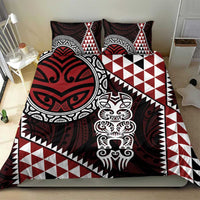 Red Aotearoa Niho Taniwha Bedding Set Maori Mythology Tooth - Taniko Motifs