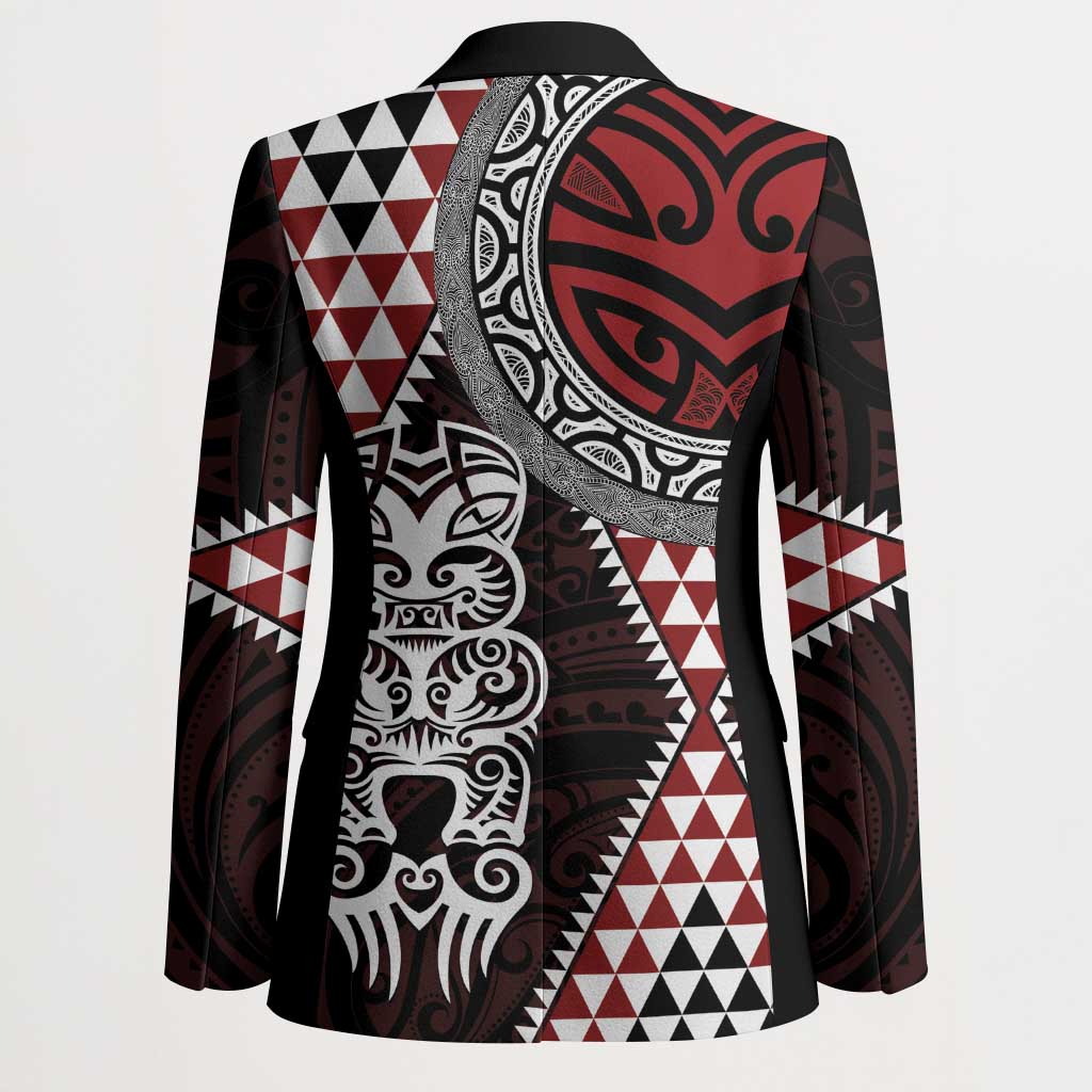 Red Aotearoa Niho Taniwha Blazer Maori Mythology Tooth - Taniko Motifs - Polynesian Pride
