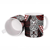 Red Aotearoa Niho Taniwha Ceramic Mug Maori Mythology Tooth - Taniko Motifs - Polynesian Pride