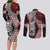 Red Aotearoa Niho Taniwha Couples Matching Long Sleeve Bodycon Dress and Long Sleeve Button Shirt Maori Mythology Tooth - Taniko Motifs