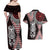 Red Aotearoa Niho Taniwha Couples Matching Off Shoulder Maxi Dress and Hawaiian Shirt Maori Mythology Tooth - Taniko Motifs