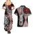 Red Aotearoa Niho Taniwha Couples Matching Summer Maxi Dress and Hawaiian Shirt Maori Mythology Tooth - Taniko Motifs