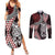 Red Aotearoa Niho Taniwha Couples Matching Summer Maxi Dress and Long Sleeve Button Shirt Maori Mythology Tooth - Taniko Motifs