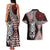 Red Aotearoa Niho Taniwha Couples Matching Tank Maxi Dress and Hawaiian Shirt Maori Mythology Tooth - Taniko Motifs