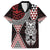 Red Aotearoa Niho Taniwha Family Matching Off The Shoulder Long Sleeve Dress and Hawaiian Shirt Maori Mythology Tooth - Taniko Motifs