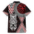 Red Aotearoa Niho Taniwha Family Matching Off The Shoulder Long Sleeve Dress and Hawaiian Shirt Maori Mythology Tooth - Taniko Motifs