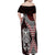 Red Aotearoa Niho Taniwha Family Matching Off Shoulder Maxi Dress and Hawaiian Shirt Maori Mythology Tooth - Taniko Motifs