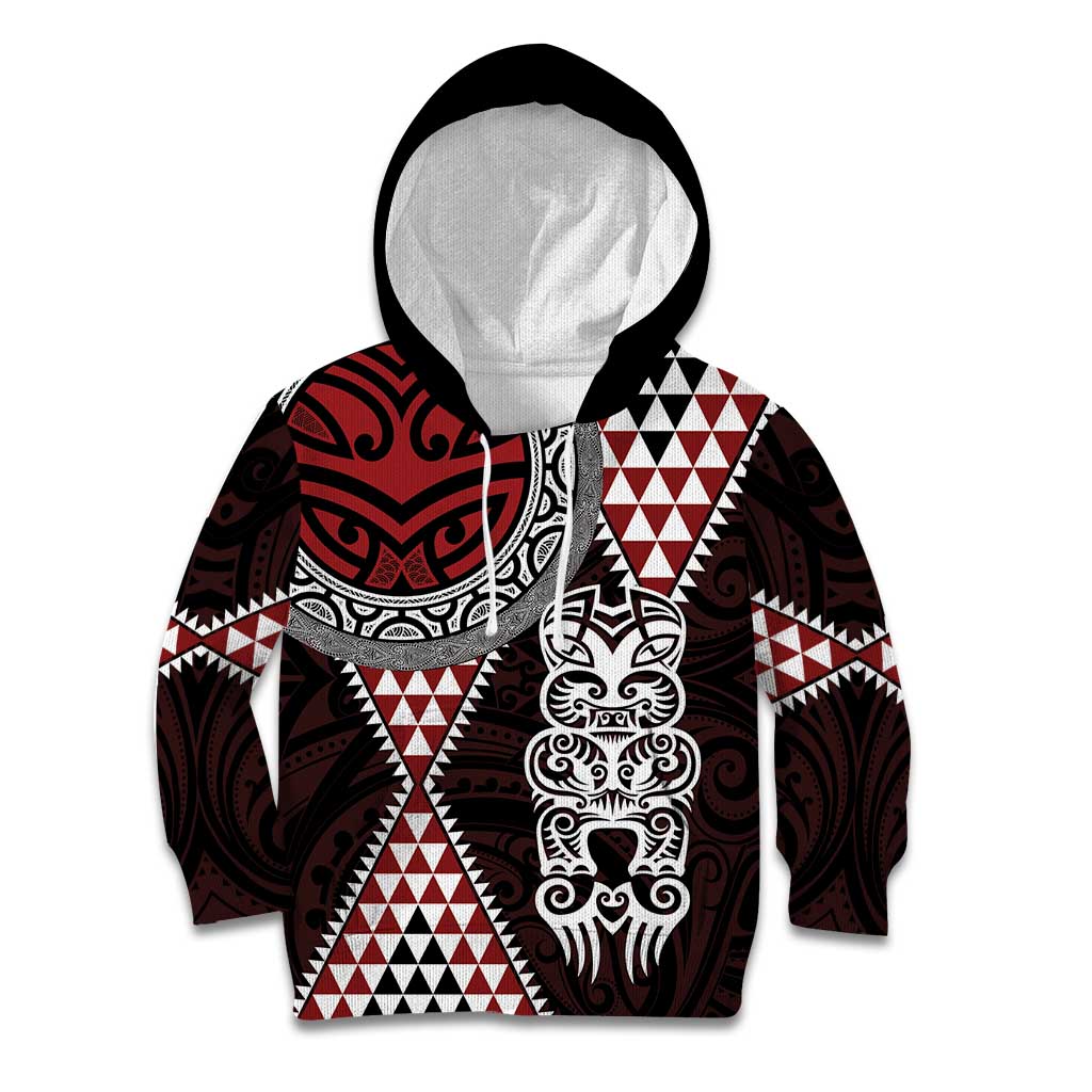 Red Aotearoa Niho Taniwha Kid Hoodie Maori Mythology Tooth - Taniko Motifs