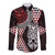 Red Aotearoa Niho Taniwha Long Sleeve Button Shirt Maori Mythology Tooth - Taniko Motifs