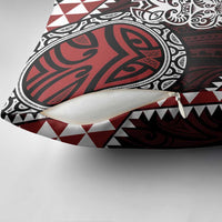 Red Aotearoa Niho Taniwha Pillow Cover Maori Mythology Tooth - Taniko Motifs - Polynesian Pride
