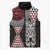 Red Aotearoa Niho Taniwha Sleeveless Puffer Jacket Maori Mythology Tooth - Taniko Motifs - Polynesian Pride