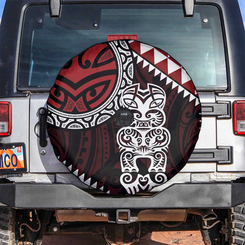 Red Aotearoa Niho Taniwha Spare Tire Cover Maori Mythology Tooth - Taniko Motifs