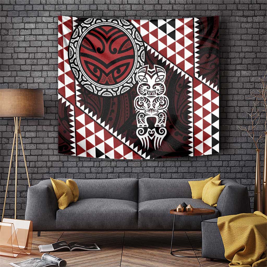 Red Aotearoa Niho Taniwha Tapestry Maori Mythology Tooth - Taniko Motifs