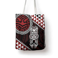 Red Aotearoa Niho Taniwha Tote Bag Maori Mythology Tooth - Taniko Motifs - Polynesian Pride