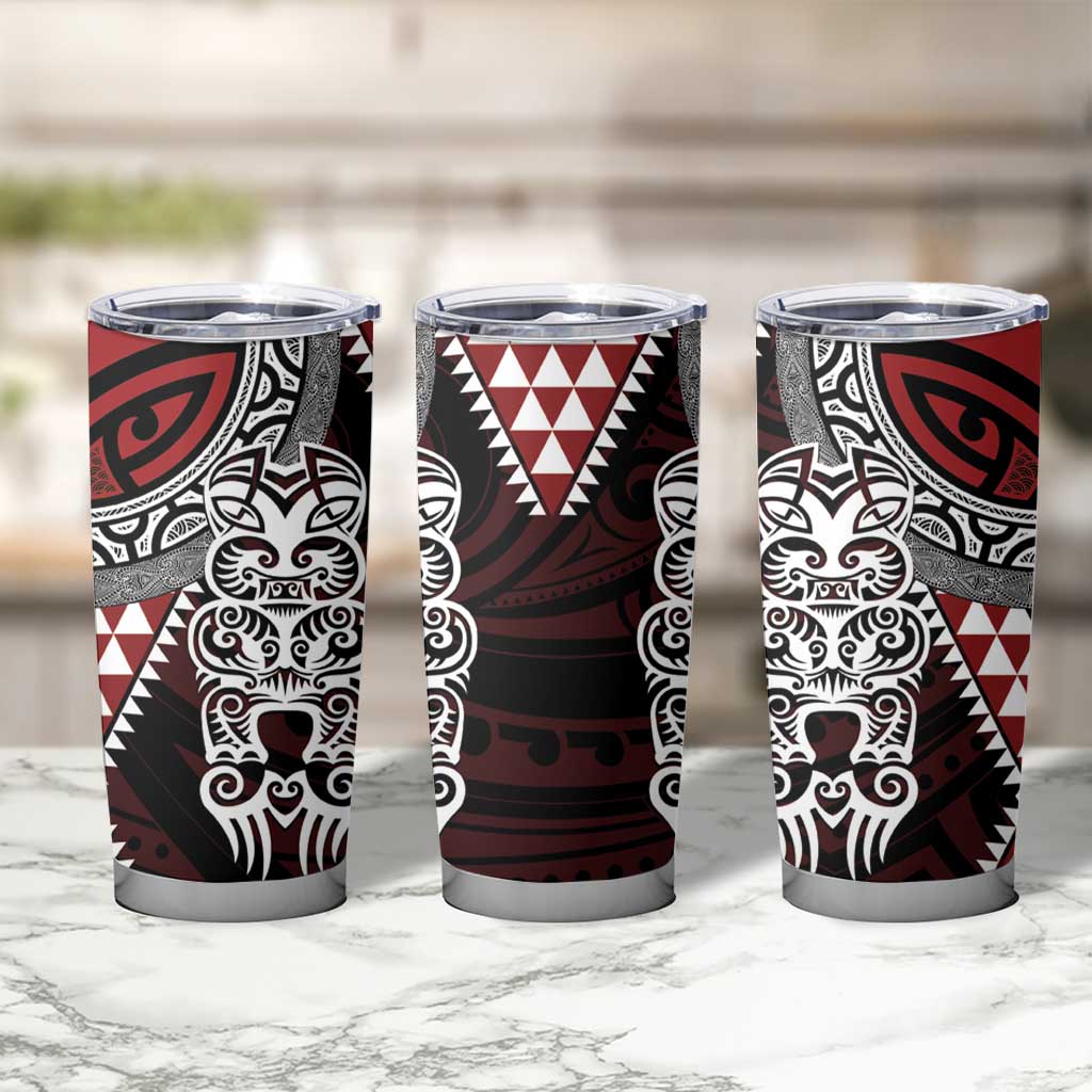 Red Aotearoa Niho Taniwha Tumbler Cup Maori Mythology Tooth - Taniko Motifs