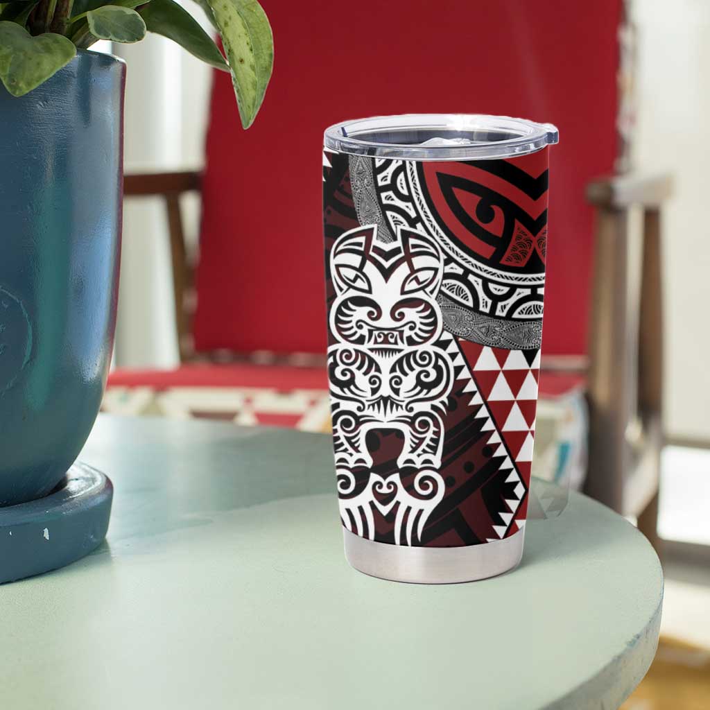 Red Aotearoa Niho Taniwha Tumbler Cup Maori Mythology Tooth - Taniko Motifs
