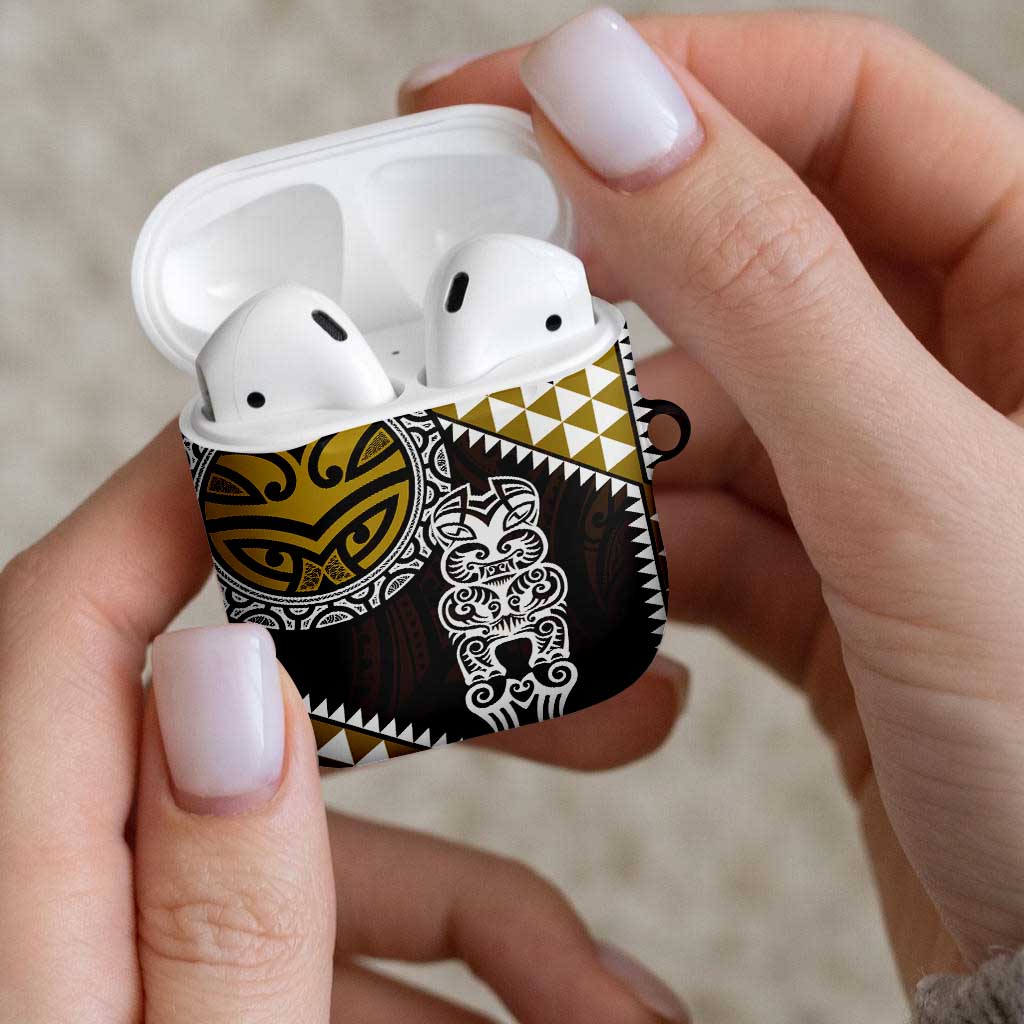 Yellow Aotearoa Niho Taniwha AirPods Case Maori Mythology Tooth - Taniko Motifs - Polynesian Pride