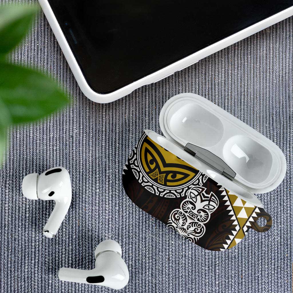 Yellow Aotearoa Niho Taniwha AirPods Case Maori Mythology Tooth - Taniko Motifs - Polynesian Pride