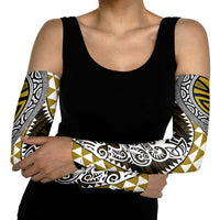Yellow Aotearoa Niho Taniwha Arm Sleeves Maori Mythology Tooth - Taniko Motifs - Polynesian Pride